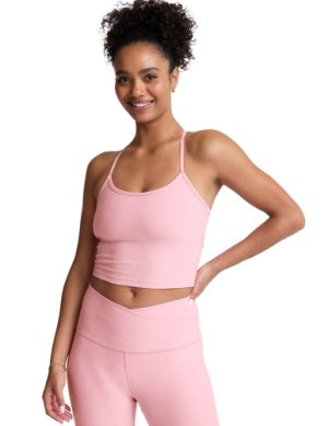 Slim Racerback Cropped Tank-Frosty Pink