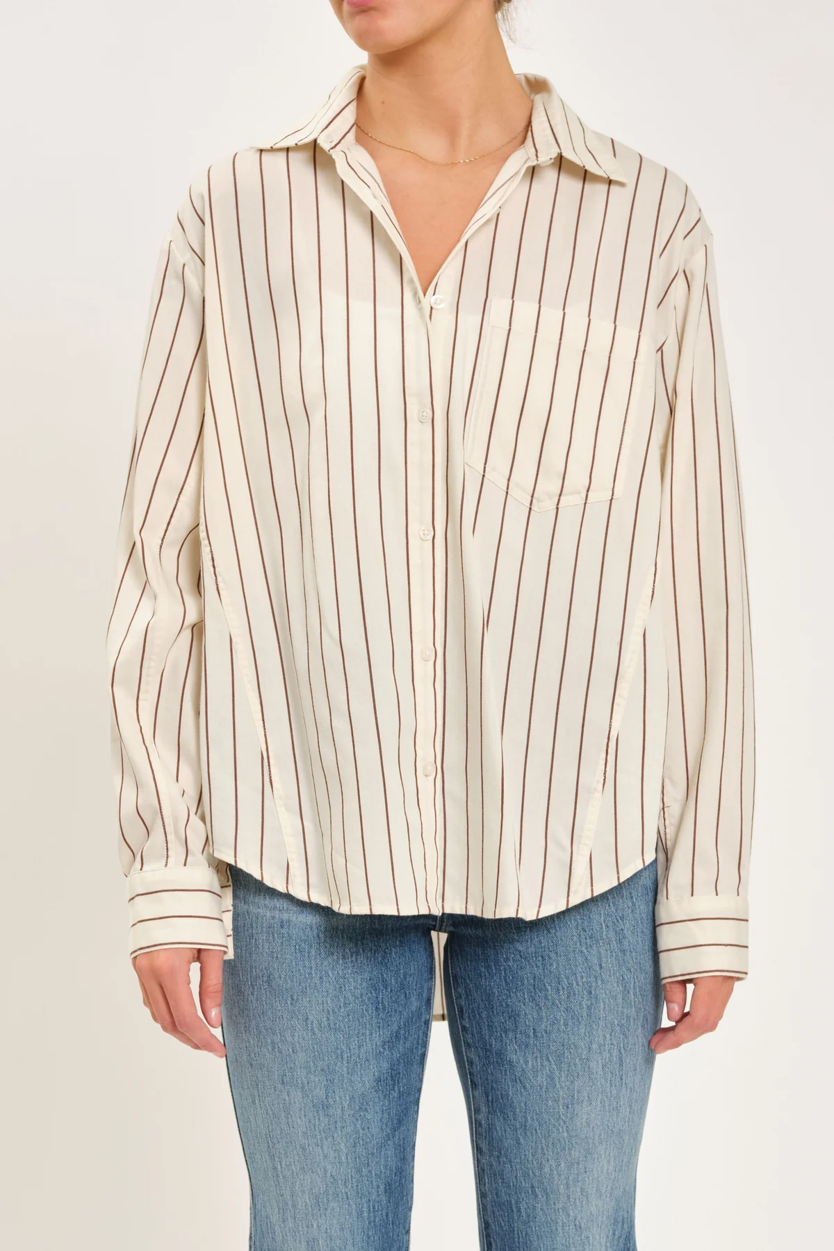 THE BOYFRIEND BUTTON UP- IVORY