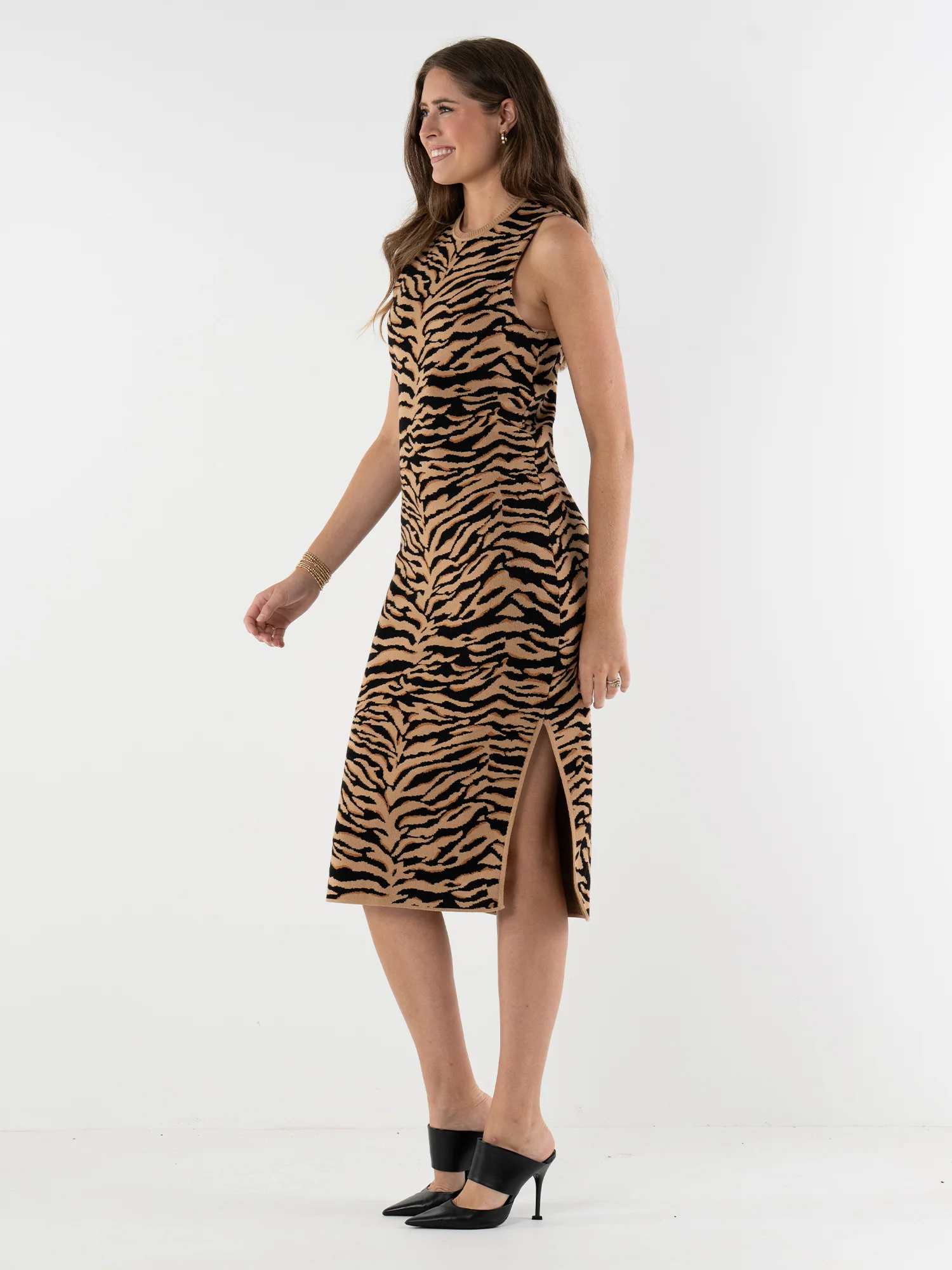Simone Sweater Dress - Tiger Jacquard