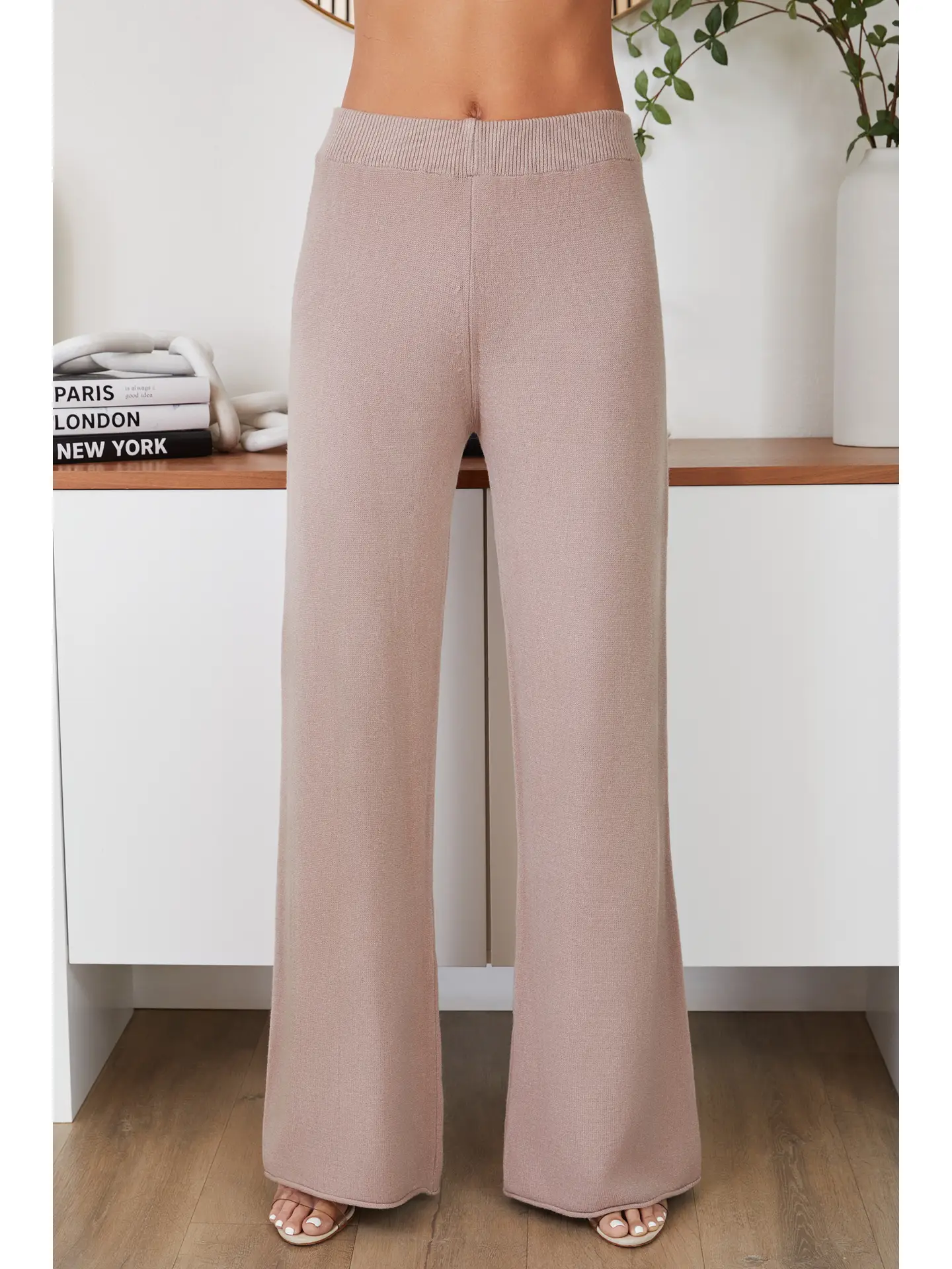 Crop Knit Flare Pant- Mocha