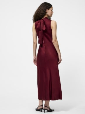 Ennis Bow Midi Dress-Cabernet