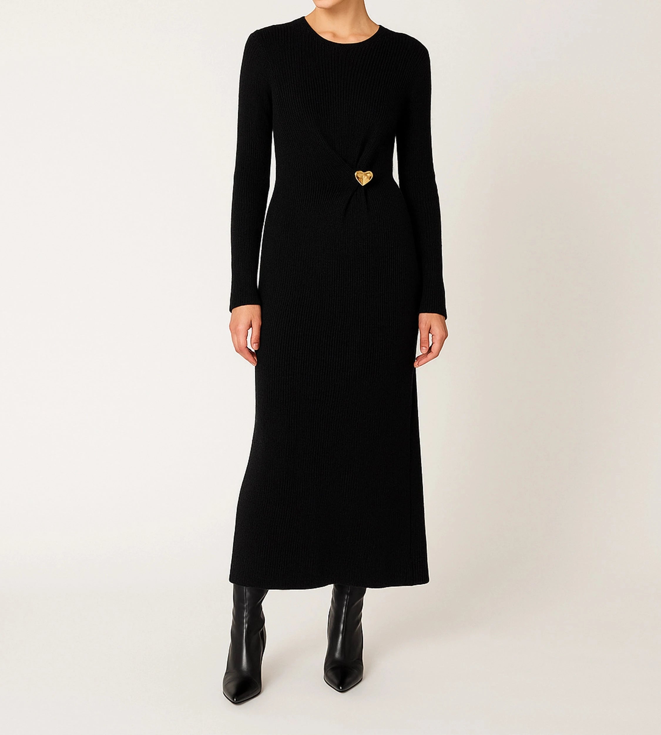 Hjarta Midi Dress-Black