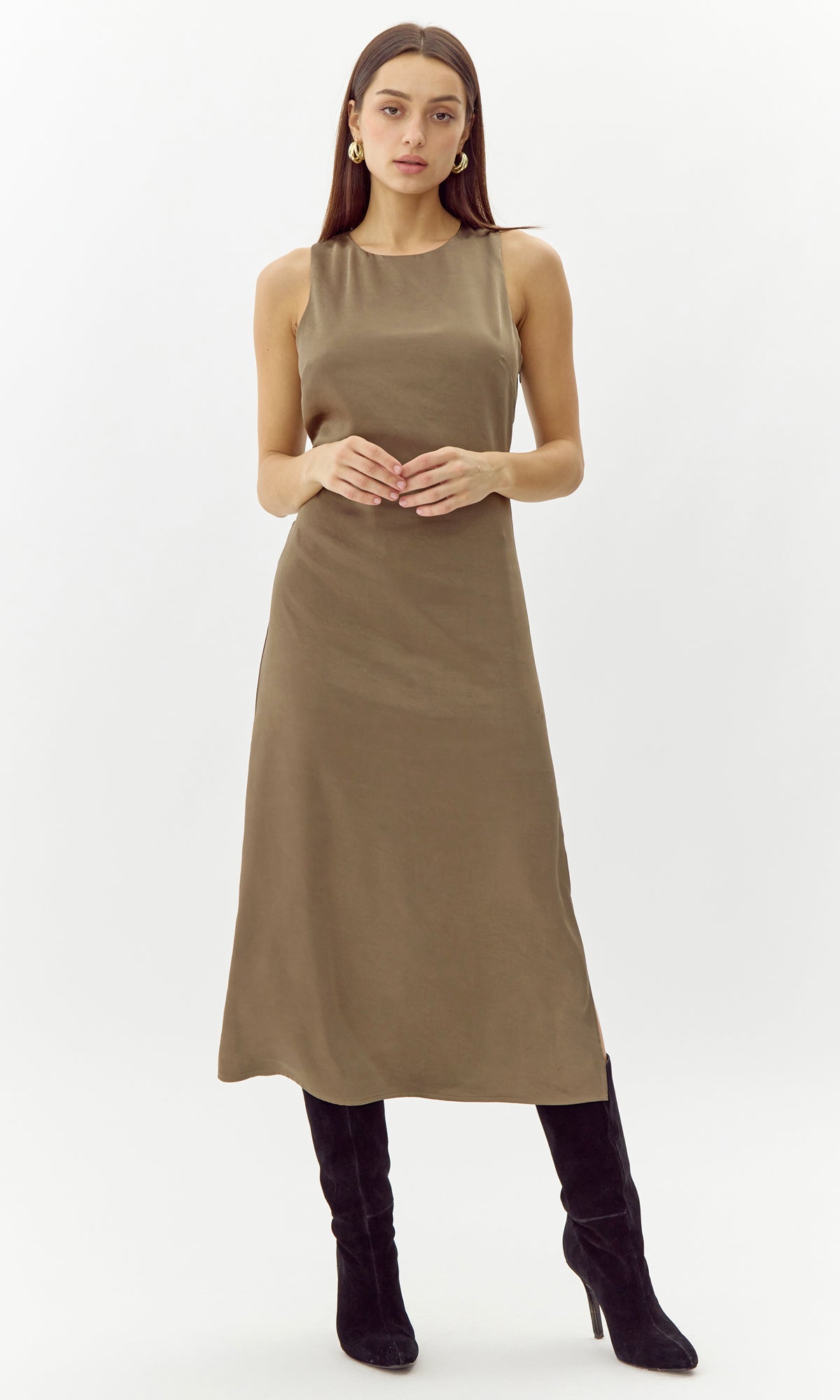 Trina Satin Midi Dress