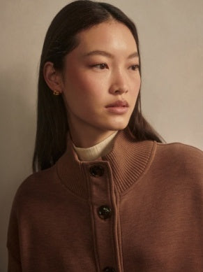 Sabrina Button Through Sweat-Golden Bronze Marl