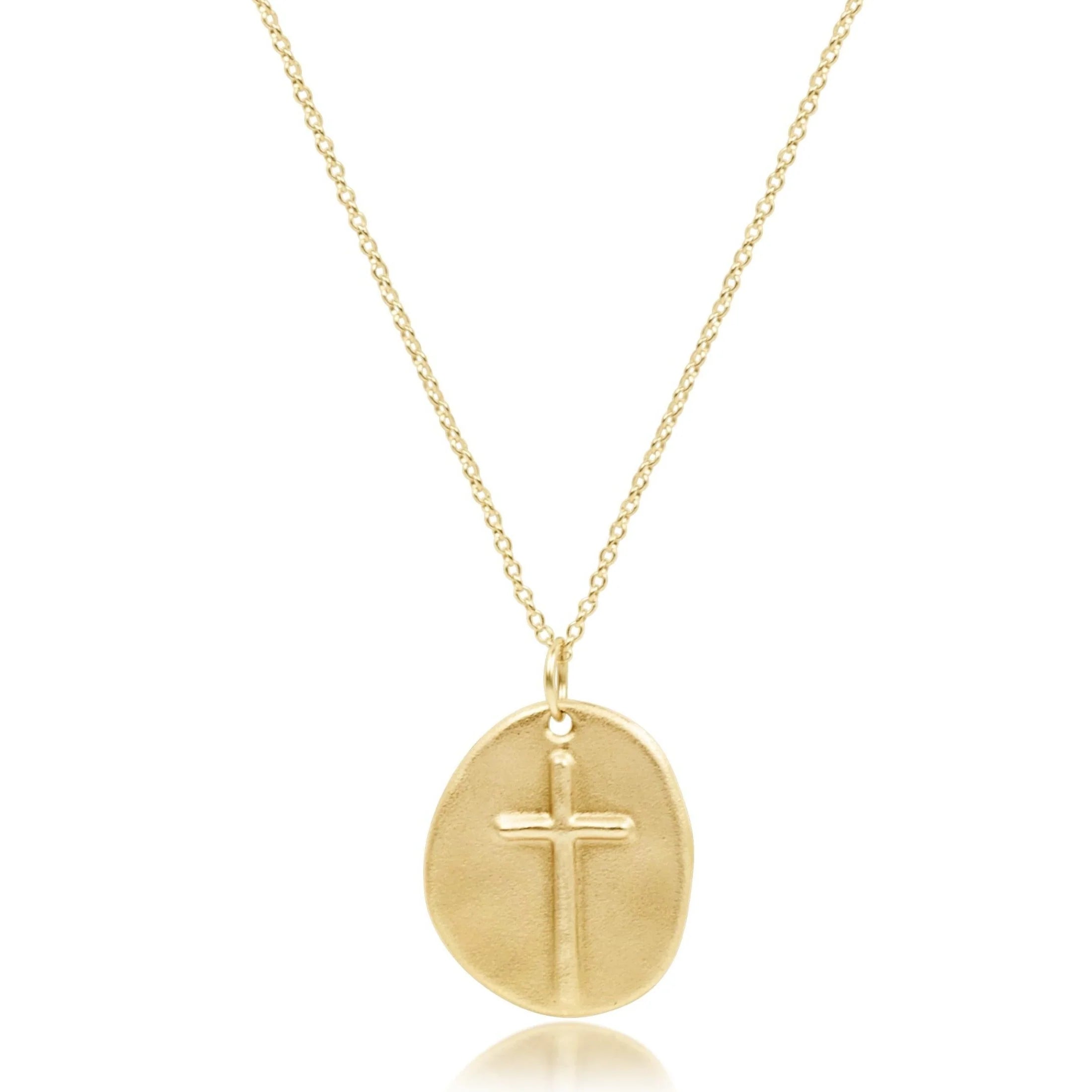 16" Inspire Gold Charm Cross Necklace-EN