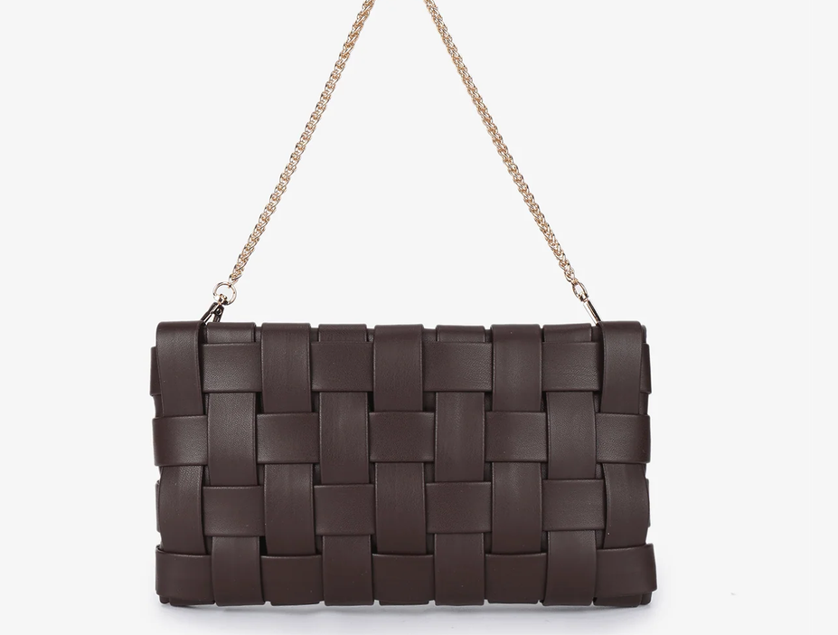 Lindy Woven Clutch-Espresso