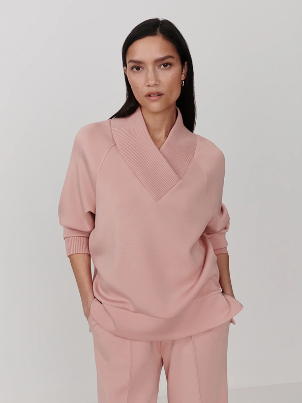 Macie Zip Hem Sweat-Misty Rose