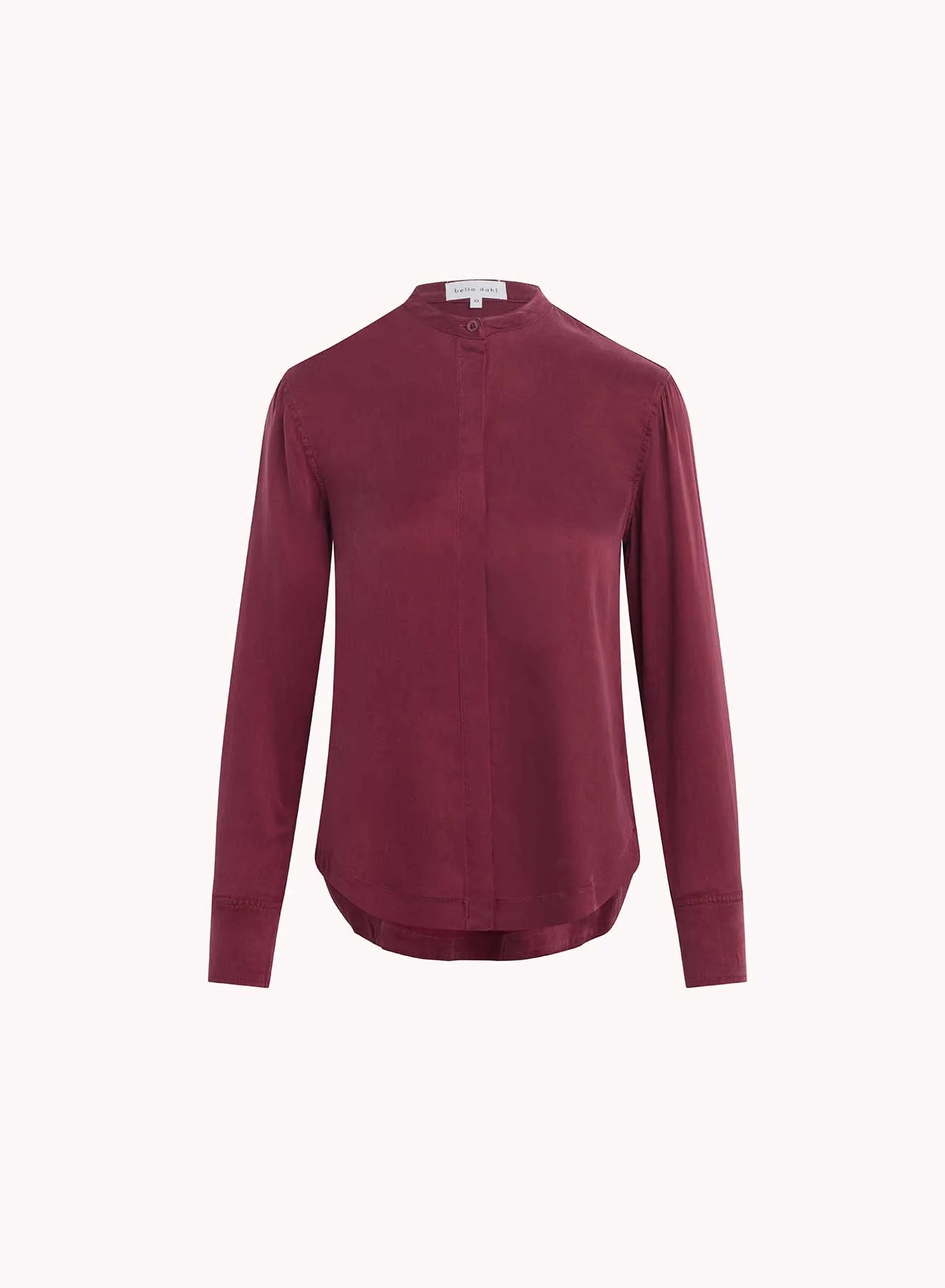 Mandarin Collar Button Down-Deep Plum