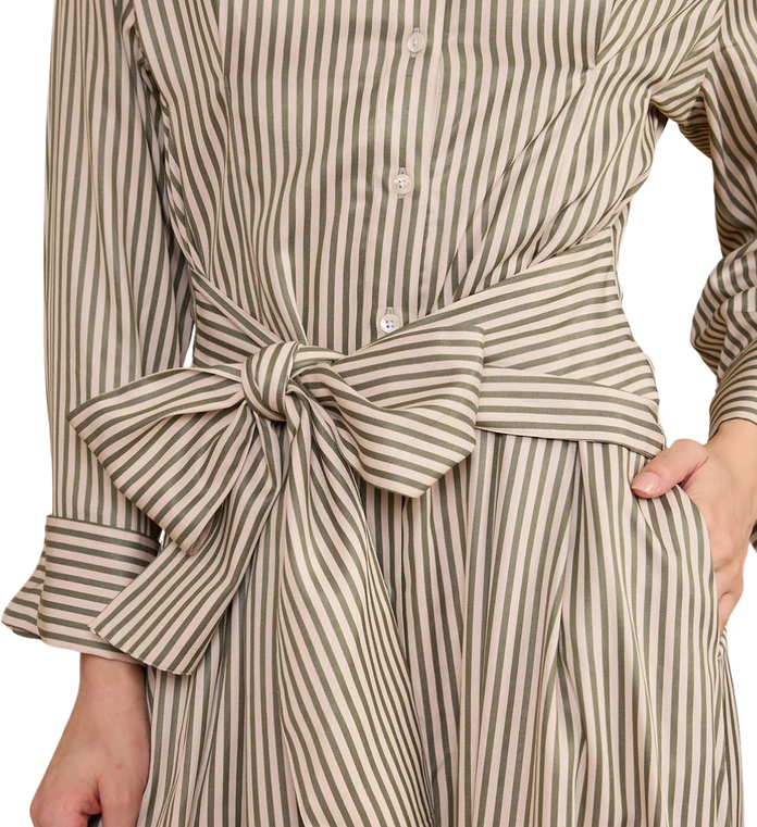 Miles Dress-Olive Stripe