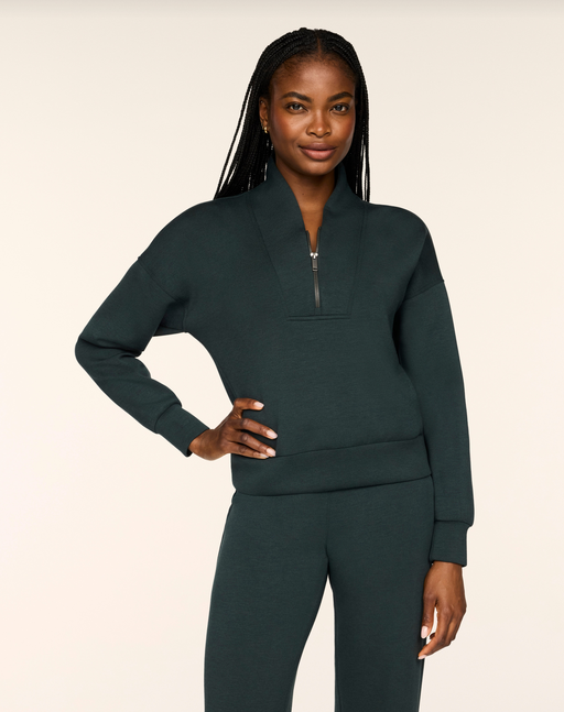 SPANX Shawl Collar 1/2 Zip-Night Forest