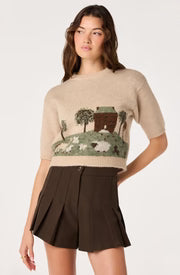 Paola Pleated Mini Shorts-Brown