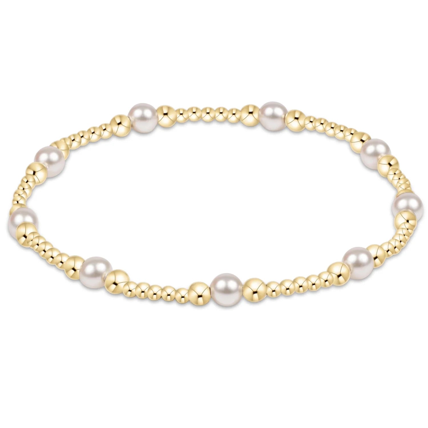 EN-Classic Purpose Pattern 4mm Bead Bracelet-Pearl