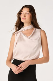 Sasha Cowl Neck Scarf Top-Champagne