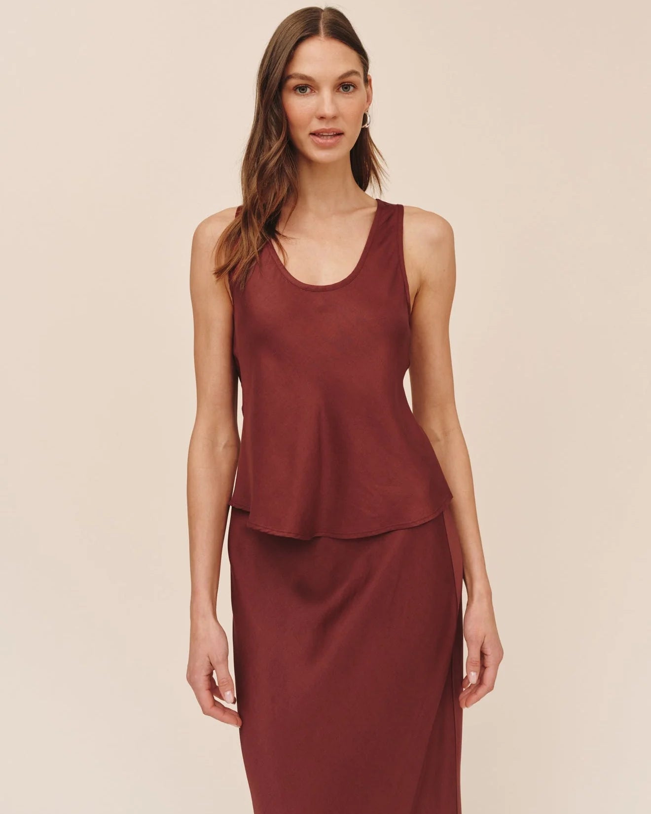 Crimson Scoop Neck Tank