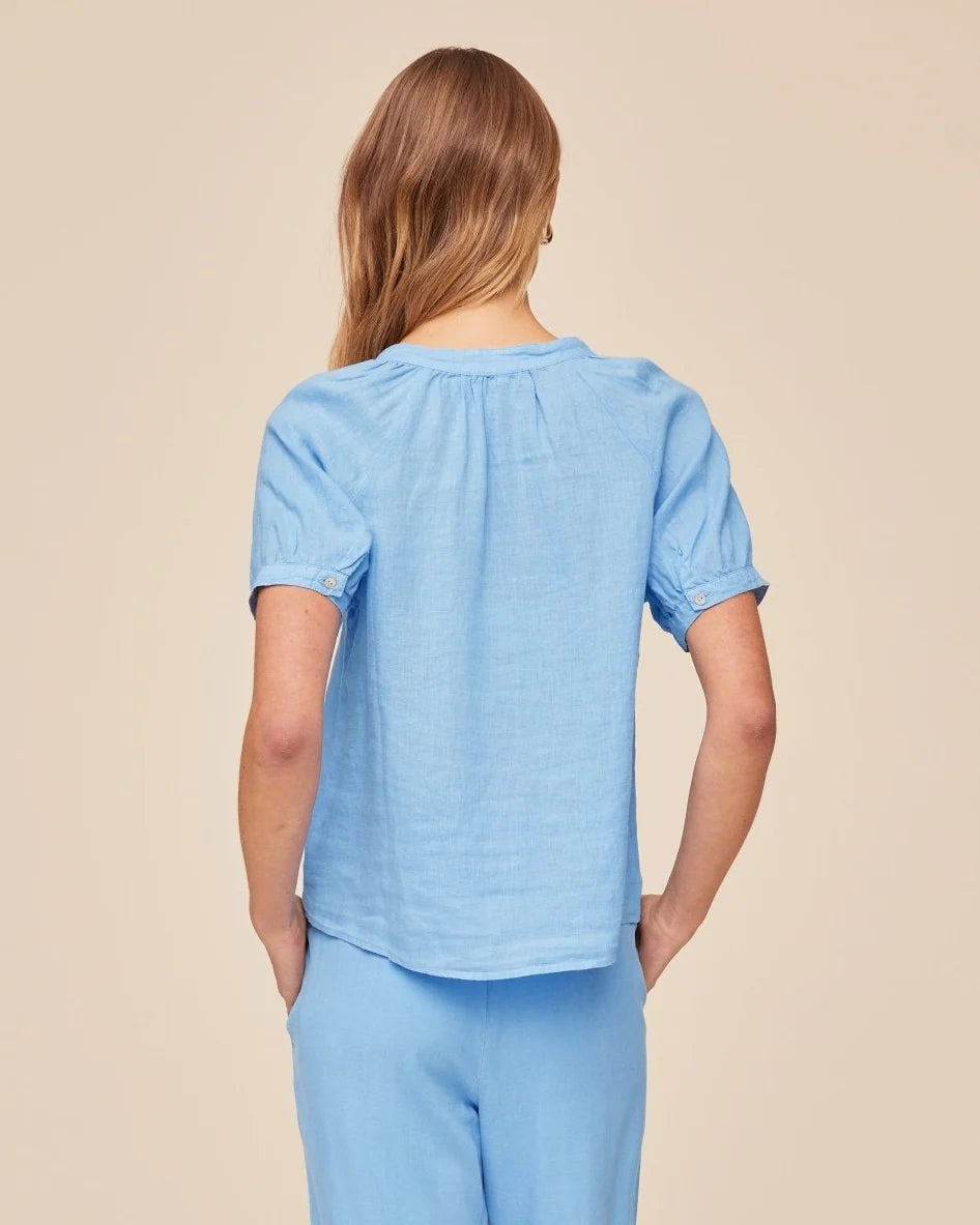 Bella Dahl Short Sleeve Raglan Top-Tidal Blue