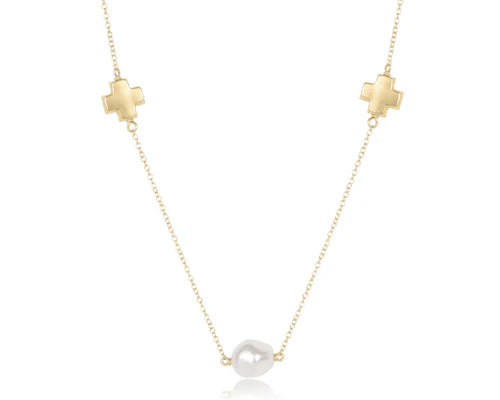 EN-15" Choker Signature Cross Admire Simplicity Chain Gold/Pearl
