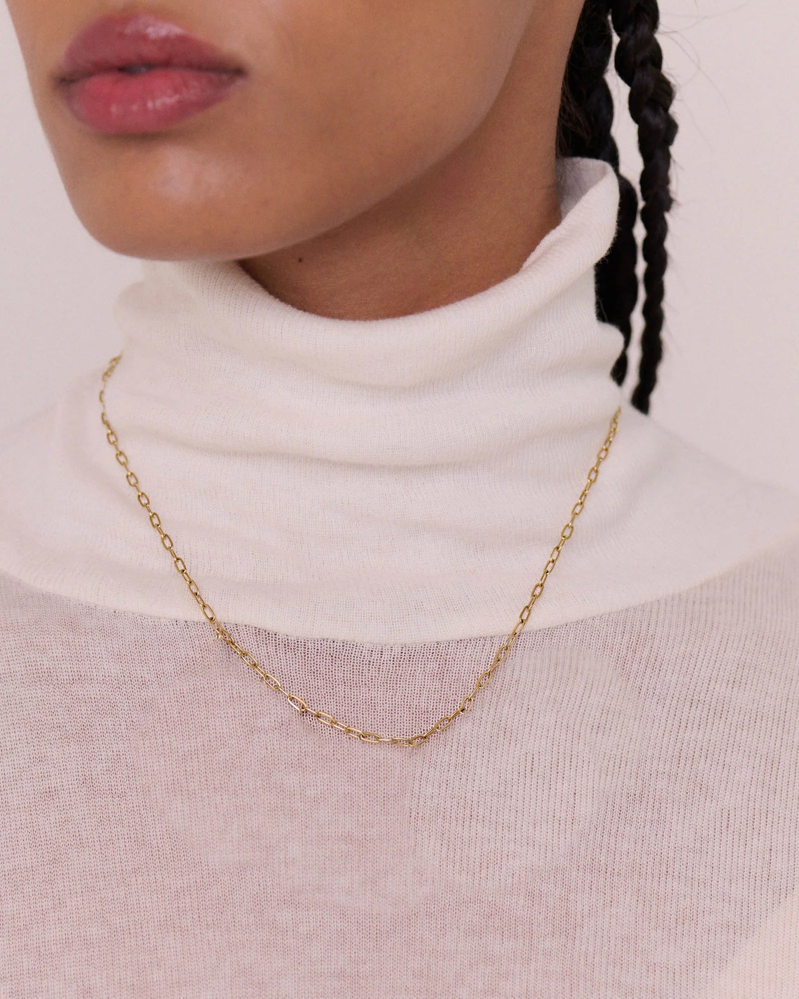 Small Flat Link Necklace Gold