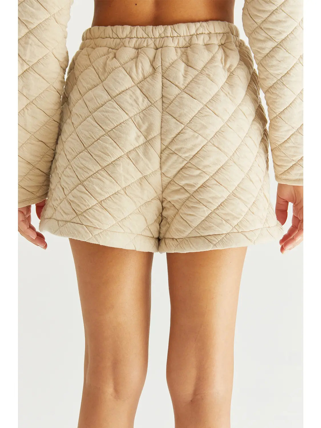 Tory Quilted Dolphin Shorts-Beige