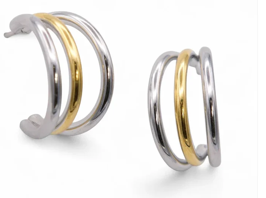 Retrograde Triple Hoop Earrings