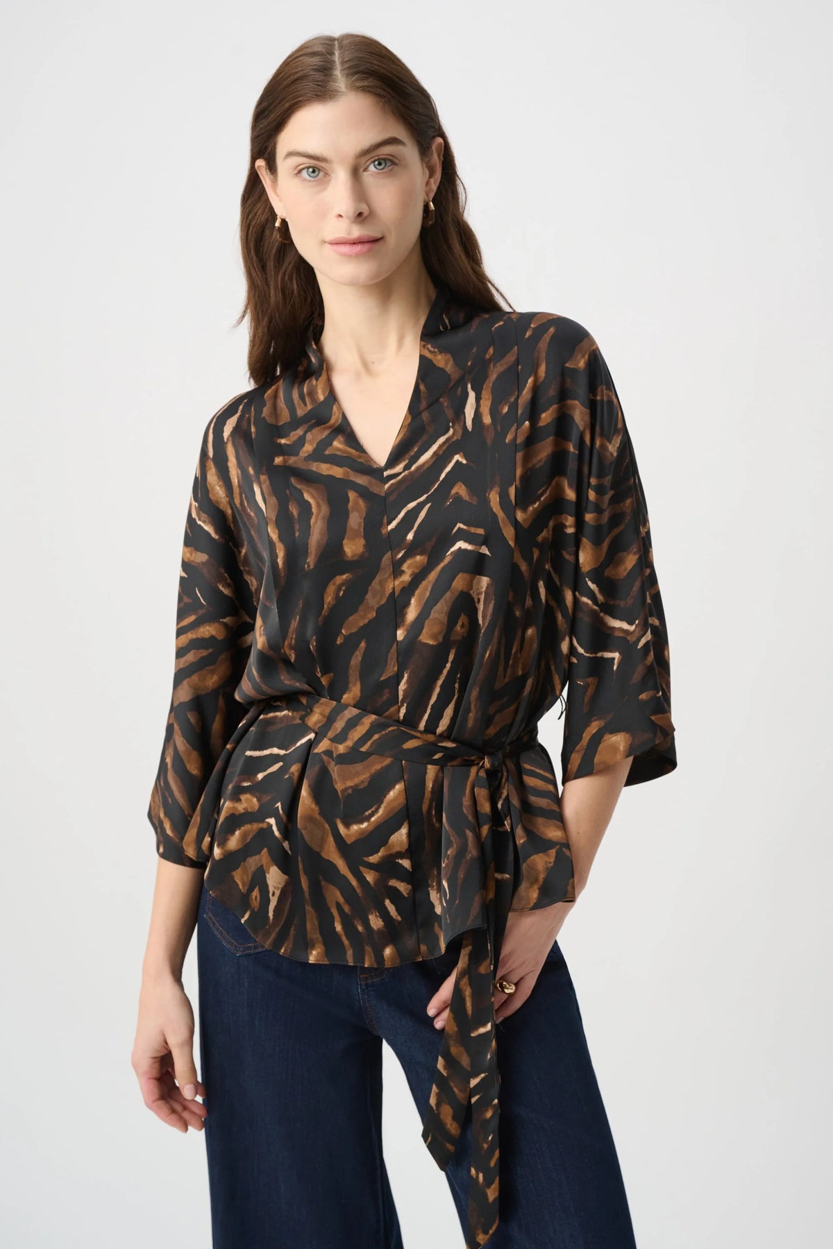 Satin Belted Tunic-Animal