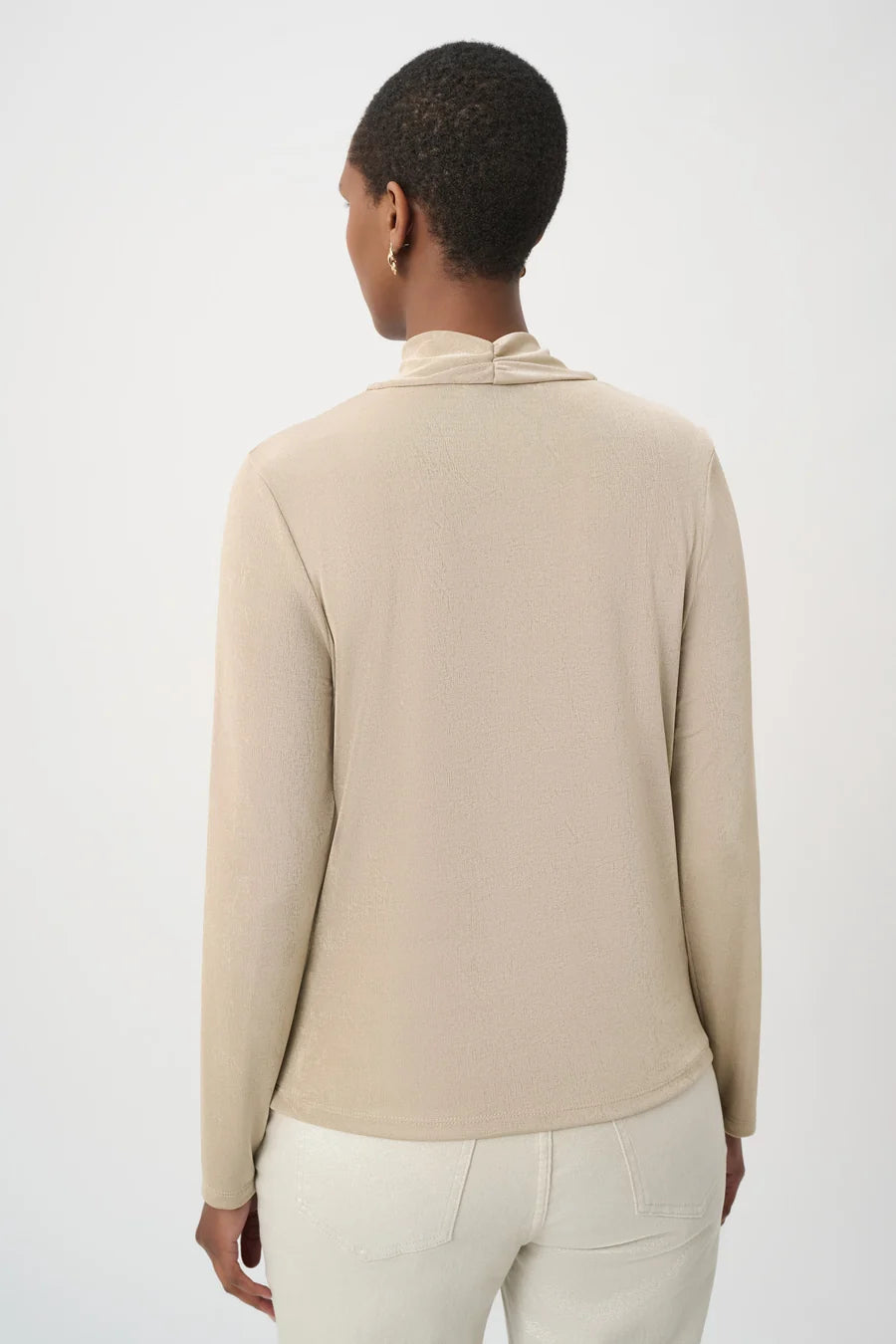 Twisted Mock Neck top-Fawn