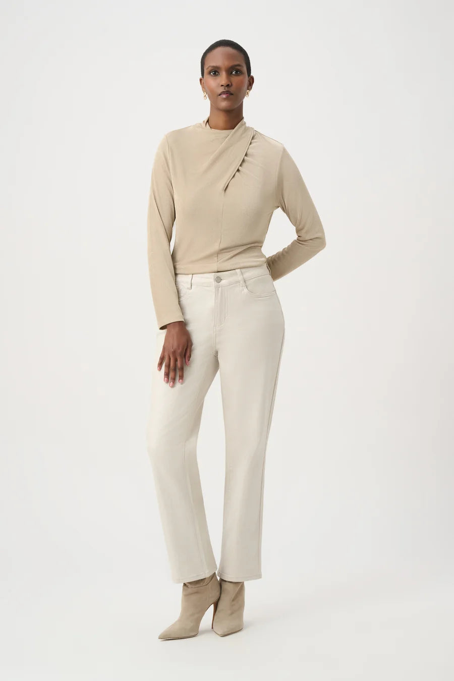 Twisted Mock Neck top-Fawn