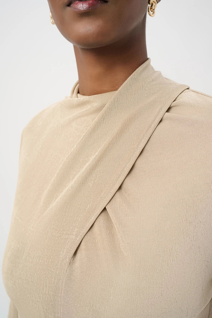 Twisted Mock Neck top-Fawn