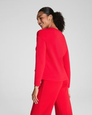 SPANX Airessential Long Sleeve Side Slit Top-Red