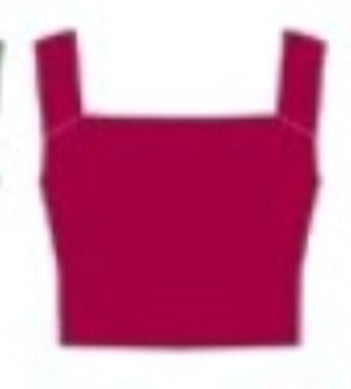 Spanx Get Moving Cropped Square Neck Shelf Tank-Fuchsia