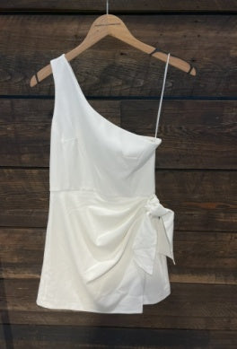 Whisper One Shoulder Sarong Dress-Summer White