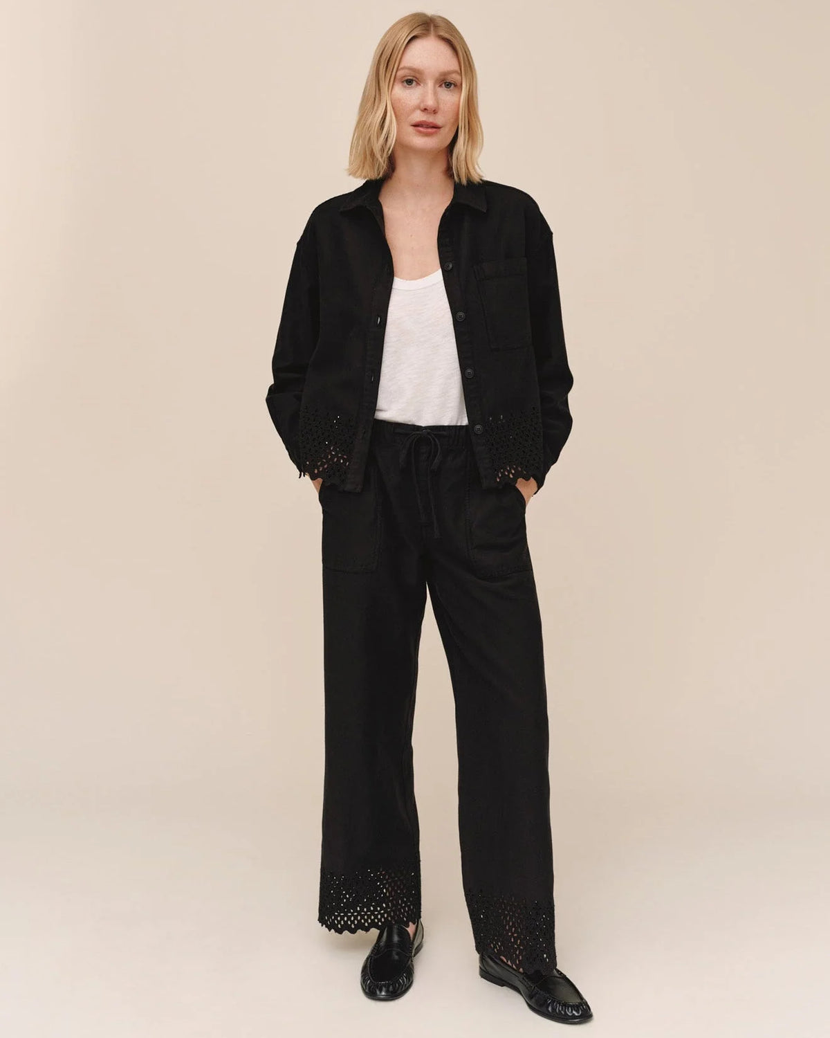 Utility Scalloped Pant-Black