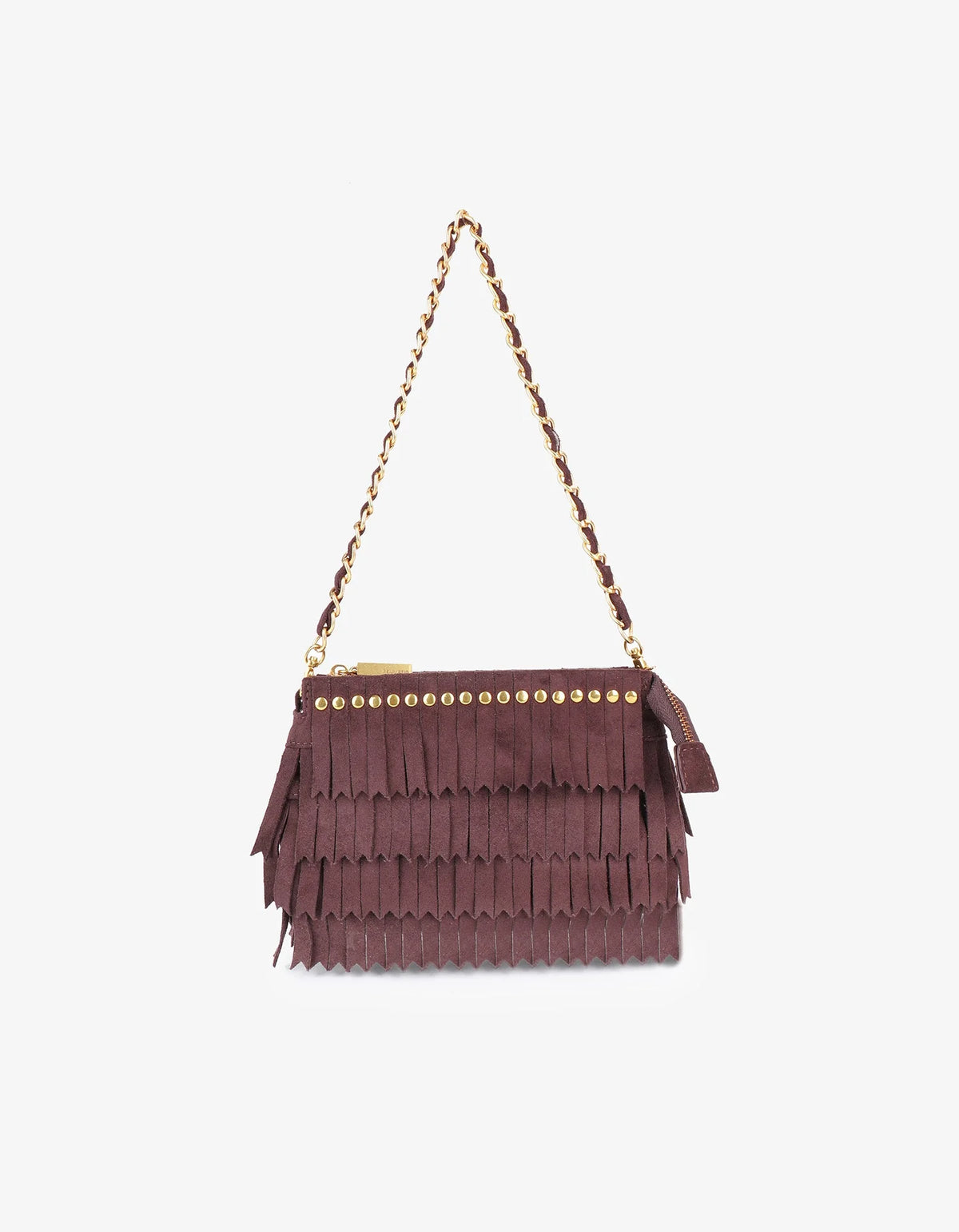Vassel Fringe Clutch Faux Suede Berry