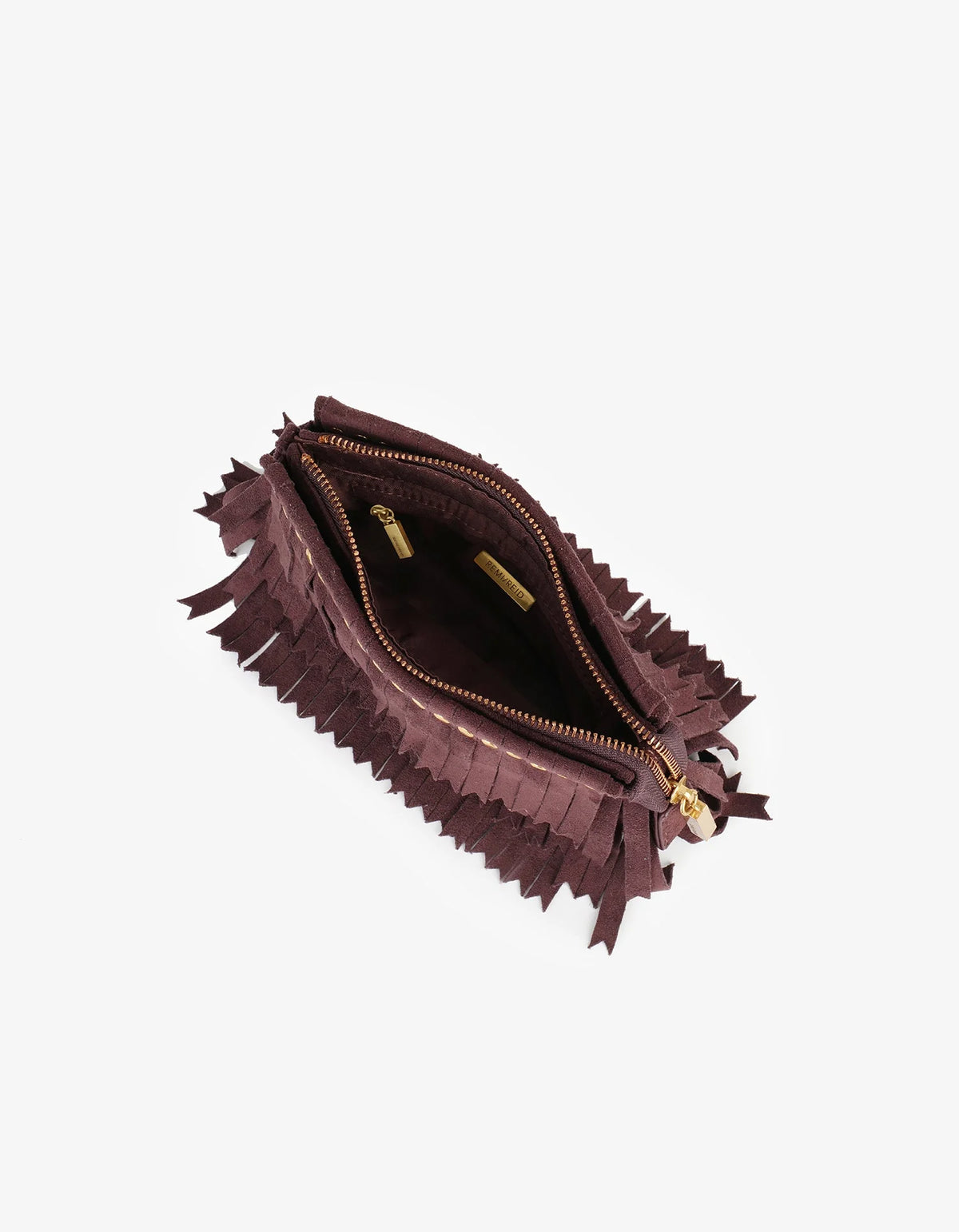 Vassel Fringe Clutch Faux Suede Berry