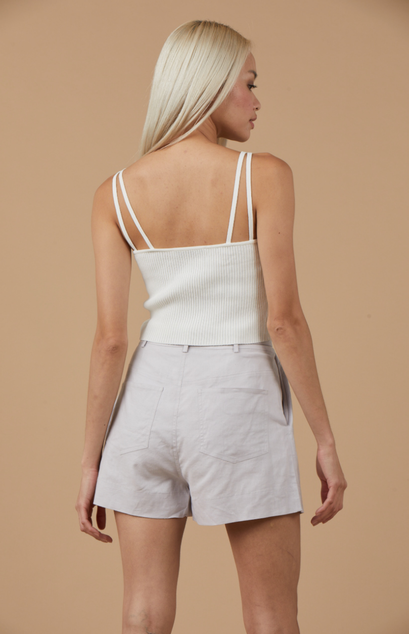 Robyn Belted Linen Shorts-Lavender