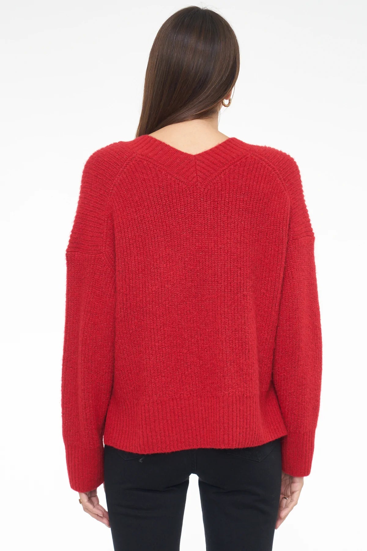 Vania V Neck Sweater-Scarlet